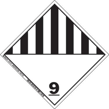 Imagem de Brady 121141, B7569 4X4 Blk/Wht 500/Rl Haz Mat Misc, 10 cm de altura x 10 cm de largura, preto sobre branco, legenda "(Diversos materiais perigosos) 23 cm (500 por rolo)