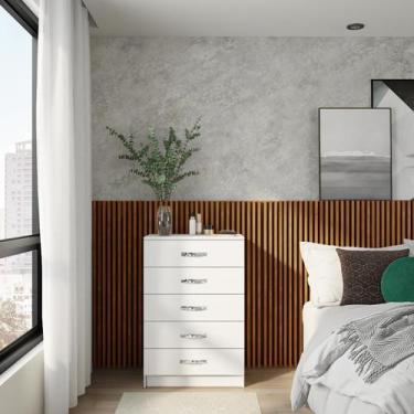 Imagem de Cômoda Gaia 5 Gavetas Evidência Branco - Mobly