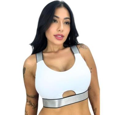 Imagem de Top Academia Bojo Removível Feminino Prata - Estili Lingerie, Branco, 