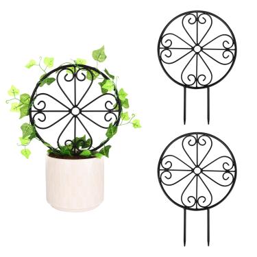 Imagem de HongKim 2 Peças De Treliças Circulares Metal Para Jardim Interno 14 Pol. Plantas Trepadeiras Em Vasos, Pretas (Estilo D)