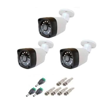 Imagem de kit 3 Câmera Bullet 4x1 Hd 720p Lente 2,8mm Infra 20 Metros + Conector