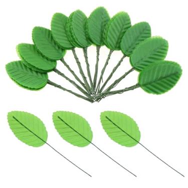 Imagem de LUORNG 200 peças de folhas verdes artificiais para artesanato, folhas de rosa de seda sintética para grinaldas faça você mesmo, suprimentos de casa de boneca, decoração de festa, arranjos florais