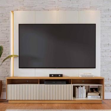 Imagem de Estante Home Ripada para TV até 75 Polegadas com LED 2 Portas de Corre