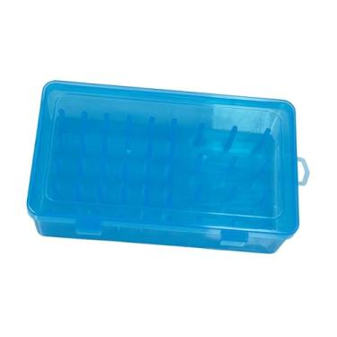 Imagem de CarpNettore Caixa de Armazenamento de Linha, Suporte de Linha de Costura, 42 Carretéis, Bandeja Transparente para Artesanato, Estojo Organizador de Carretel de Al, Azul