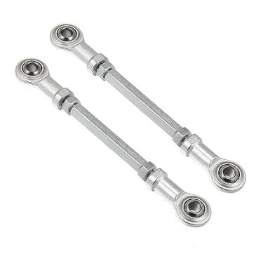 Imagem de Motoforti 2 peças de 120 mm de comprimento 8 mm de diâmetro do furo ajustável junta esférica para quadriciclo elétrico 49cc Go Kart acessório coluna de direção suspensão de direção tom prateado