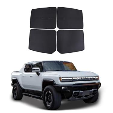 Imagem de Yinanlutos Protetor solar de teto solar malha respirável compatível com GMC Hummer EV Pickup 2022-2025 acessórios atualizado sombra de teto solar malha respirável mantém refrigerador de carro 4 peças