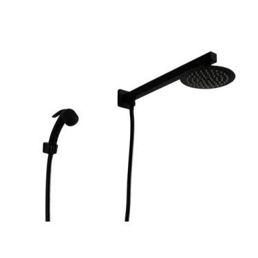 Imagem de Ducha Preto Fosco em Inox Redondo com Ducha Manual em ABS - AMG Metais