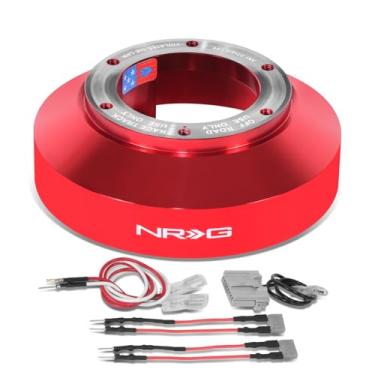Imagem de NRG Innovations Cubo curto para volante estilo corrida, eixo de direção de alumínio bloqueável, unidade adaptadora de liberação rápida com padrão de parafuso de 6 x 70 mm, para Nissan/Infiniti