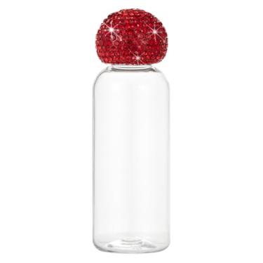 Imagem de Frasco de plástico vazio com strass brilhante de 50 ml para viagem, recipiente de xampu recarregável transparente para líquidos, creme, cosméticos, produtos de higiene pessoal (vermelho)
