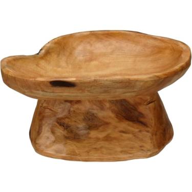 Imagem de PRATO PARA DOCES HOME&CO COM PÉ MADEIRA 14x18x25cm NATURAL