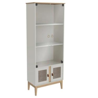 Imagem de Cristaleira com Vidro 4 Portas Trama MB 1005 Movelbento, Mel/Off White