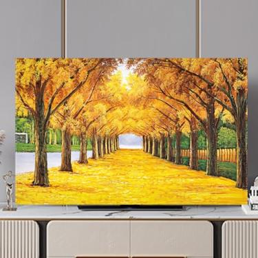 Imagem de Capa de TV Capa protetora contra poeira de TV com impressão moderna para LCD LED desktop/suspensão/protetores de tela curvados para sala de estar arte decoração tecido-ouro||40-43 polegadas (102 x 65