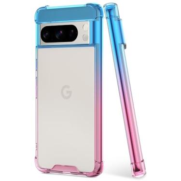 Imagem de SALAWAT Capa para Google Pixel 8 Pro, capa de telefone fina gradiente clara e fofa capa protetora de TPU reforçada com traseira de policarbonato rígido à prova de choque para Google Pixel 8 Pro 6,7 polegadas 2023 (azul rosa)
