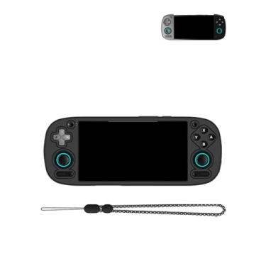 Imagem de Capa de silicone para console de jogos retroid Pocket 5 retro, capa de silicone WUNIAK com design fino, à prova de choque antiderrapante aderência anticolisão com cordão para bolso retroid 5, preta