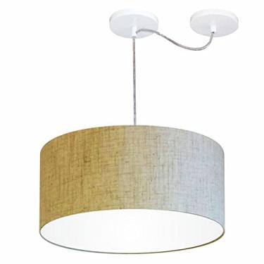 Imagem de Lustre Cilíndrico com Desvio de Centro Cúpula Tecido 50x25, Vivare Iluminação, Pendente4151 RST, Rustico Bege, Médio