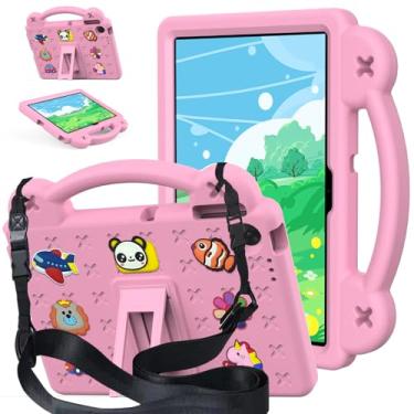 Imagem de AKABEILA Compatível com Lenovo Tab TB-311/WIFI 10.1 (2025), capa protetora universal leve à prova de choque com alça de ombro e alça de suporte, rosa