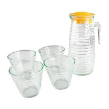 Imagem de Conjunto Jarra de 800ml com 4 Copos de 220ml de Vidro - - CARTUCHO & C