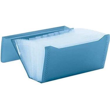 Imagem de Pasta Sanfonada Plastica Duplicata 12Div New Line Azul - POLIBRAS