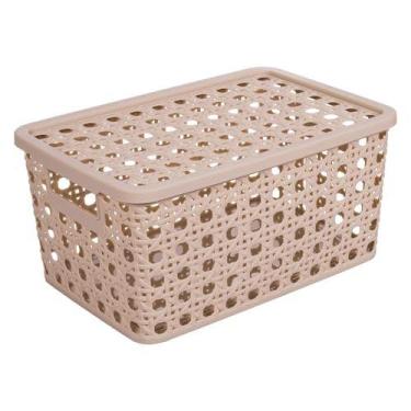 Imagem de Caixa Plastica Multiuso Palha Indiana 29 L Com Tampa - PLASUTIL