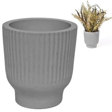 Imagem de Vaso Decorativo Garrafa Invertida Listras 9,5cm Cimento Artesanal (Cinza)
