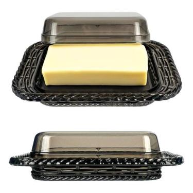 Imagem de Porta Manteigueira Fume Decorada Tranca Com Tampa Para Mesa - Keita