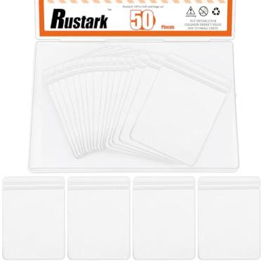 Imagem de Rustark 50 unidades de sacos de celofane autovedantes 9 x 13 cm/3,54 x 5,12 polegadas, sacos transparentes para biscoitos e doces, bolsa de mangas autoadesivas, bolsa resselável para guloseimas e