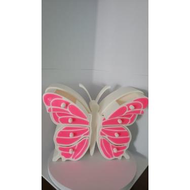 Imagem de Porta joias Borboleta branco e rosa para organizar suas joias