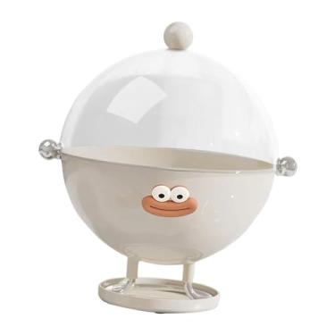 Imagem de IEUDNS Fruteira com tampa, suporte decorativo, pedestal, cesta, armazenamento de alimentos, tigela para casa, escritório, sobremesa, mesa, Branco com Adesivo