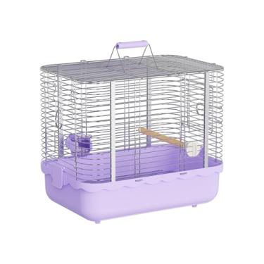 Imagem de YOOSO WING Gaiola de viagem para transporte de pássaros, gaiola de aço inoxidável portátil durável com poleiro de pássaro e tigela de alimentação para papagaios, canários, periquitos, periquitos