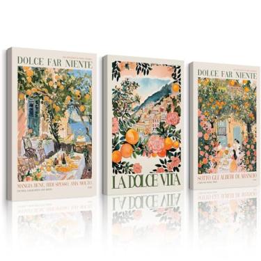 Imagem de Arte de parede da Costa Amalfitana da Itália decoração de parede em tela de cozinha vintage paisagem de cidade pôster de viagem arte de cozinha imagens de comida italiana impressões mediterrâneas para