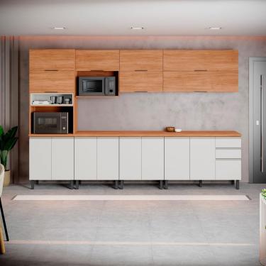 Imagem de Cozinha Completa Itatiaia Ideale 7 Peças Armários Aéreos Balcões Paneleiro Cinamomo Off White