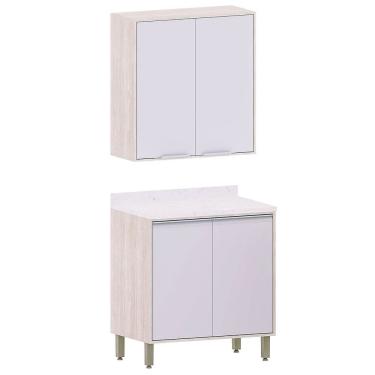 Imagem de Kit Armário Aéreo e Balcão 2 Portas 80 cm Atenas