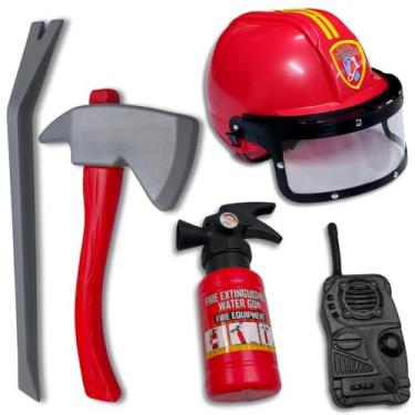 Imagem de Kit Bombeiro Infantil Brinquedo Brigada Capacete Machado Acessórios (capacete + kit bombeiro )