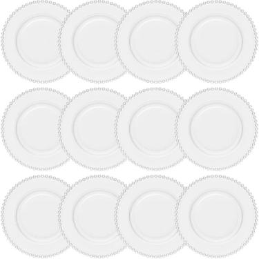 Imagem de Conjunto 12 Pratos Rasos 28cm de Jantar Cristal Transparente Pearl Wolff Redondos