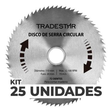Imagem de Kit 25 Discos Serra Circular Madeira 72 D 110X20Mm Makita