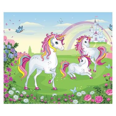 Imagem de Papel de Parede Adesivo Infantil Castelo Unicórnio Bebe Quarto - 552pc