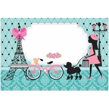 Imagem de Painel de Lona Paris Menina Luxo Passeio - Fabrika de Festa, 150x100cm