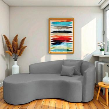 Imagem de Recamier Curvo Orgânico 200cm 3 Lugares Lado Esquerdo para Sala de Estar Bouclé Londres Cinza