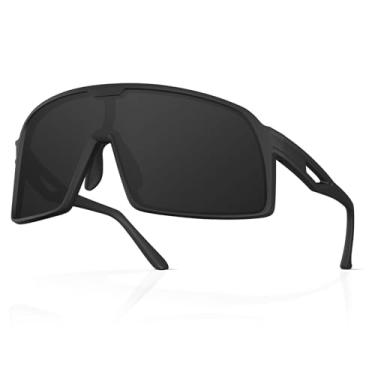 Imagem de MAXJULI Óculos de sol polarizados para crianças de 6 a 14 anos, meninos e meninas, esportes de beisebol ao ar livre, ciclismo, proteção UV400, 7707, Preto fosco/cinza, Standard