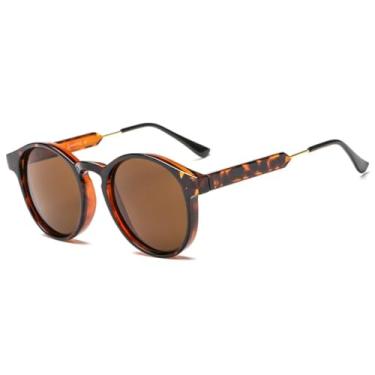 Imagem de Óculos de sol redondos de luxo femininos, vintage, moda masculina, moderno, punk, armação grande, uv400 (marrom leopardo)