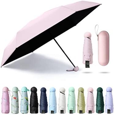 Imagem de Guarda-sol dobrado ultraleve de seis ossos com caixa de proteção solar proteção uv tom de sol chuva de dupla finalidade ótimo para viagens meninas e mulheres