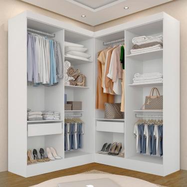 Imagem de Closet Modulado Ambar 167x165,5 Com 4 Cabideiros E 2 Gav. Branco - M.a