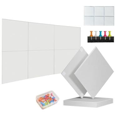 Imagem de Quadro de cortiça grande para paredes | pacote com 6 | 91 cm x 61 cm quadro de cortiça de feltro alternativo para decoração de parede de escritório, placa de pino de pressão, azulejos de feltro para