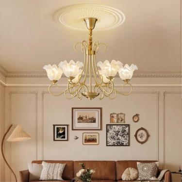 Imagem de Lâmpada Pingente Candelabro LED De Latão Com Estilo Luxuoso Americano E Retro: Design Criativo Para Sala De Estar, Restaurante, Quarto, Estudo, Villa, Hotel E Café (O 6 luzes)
