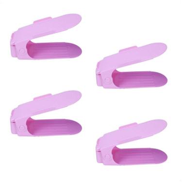 Imagem de Kit 4 Organizadores Sapatos Reforçado Regulagem Altura Rosa
