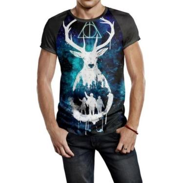 Imagem de Camiseta Raglan Masculina Harry Potter Ref:36 - smoke, Preto, M
