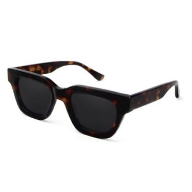 Imagem de HCHES Óculos de sol de acetato feminino polarizado punk masculino vintage uv400 (tartaruga)