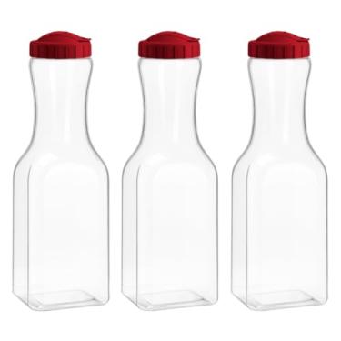 Imagem de Kit 3 Jarras Garrafa De Água Geladeira 1,8lt Pega Fácil (Vermelho)