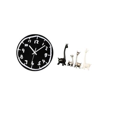 Imagem de Fenteer Relógio de Parede Moderno E Minimalista em Acrílico E Estatueta de Girafa em Cerâmica, Decoração Artística para Escritório, Cozinha, Sala de Jantar E