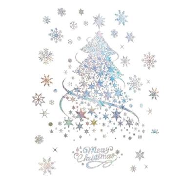 Imagem de Adesivos Decorativos de Natal para Janela,2 Folhas De Decalques - Autocolante Estático De Árvore De Natal Para Janela,Para Decoração De Festas Em Vidro Porta Parede Espelho E Sala De Aula